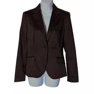 ZARA basic BLAZER jacket 97% COTTON Sz MED 1 button BROWN made in SPAIN ** A GEM